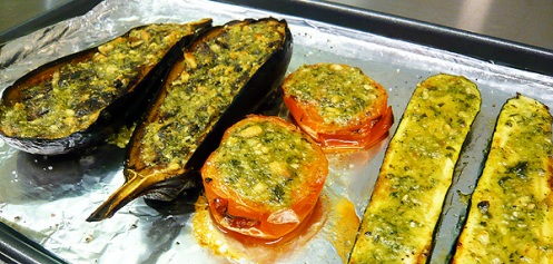 grilled vegetables with pesto
